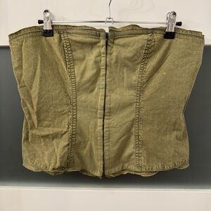 Free People Just a Minute Army Green Strapless Corset Top Size M